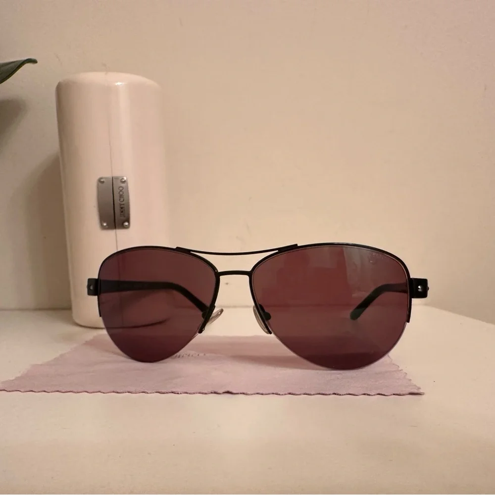 Jimmy Choo Black Aviator Sunglasses with Purple Lenses - Picture 1 of 5